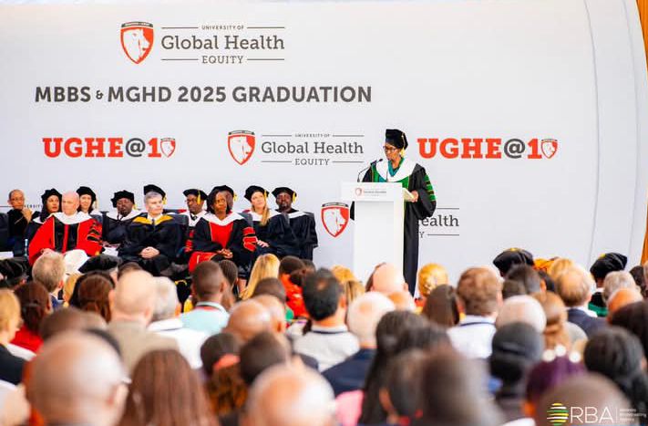 Madam Jeannette Kagame was awarded an Honorary Doctorate for her remarkable commitment to advancing healthcare, education, and the pursuit of ensuring that these services reach everyone without leaving anyone behind