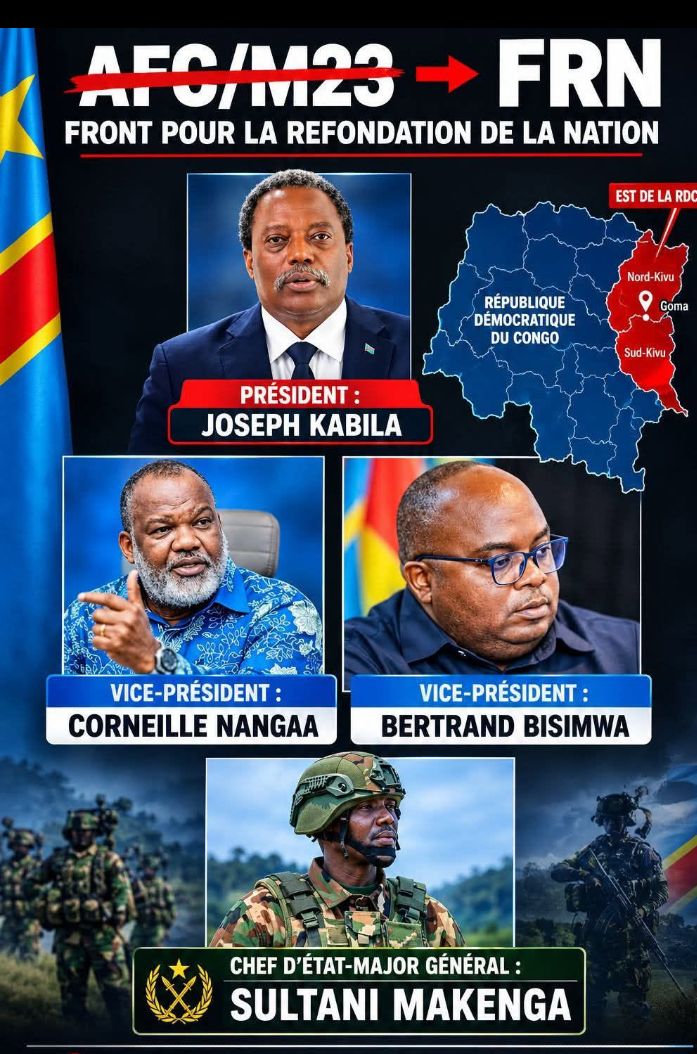 FRN: Umutwe mushya wa Politiki n'Igisirikare ushinzwe na Joseph Kabila n'abayobozi ba AFC/M23 muri RDC