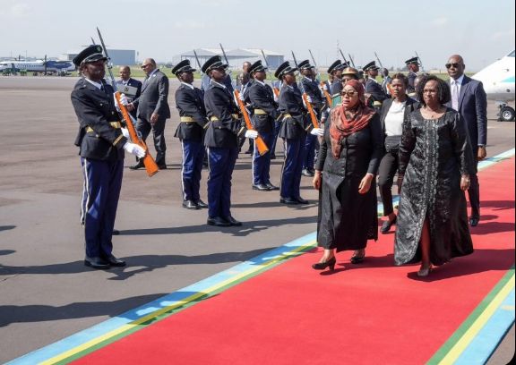 The President of Tanzania, Dr. Samia Suluhu Hassan, arrived in Rwanda on Tuesday, 