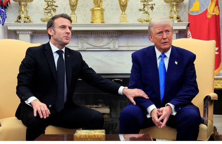 Perezida Donald Trump yavuze ko mugenzi we w’u Bufaransa, Emmanuel Macron, yazahajwe n’inkoni z’umugore