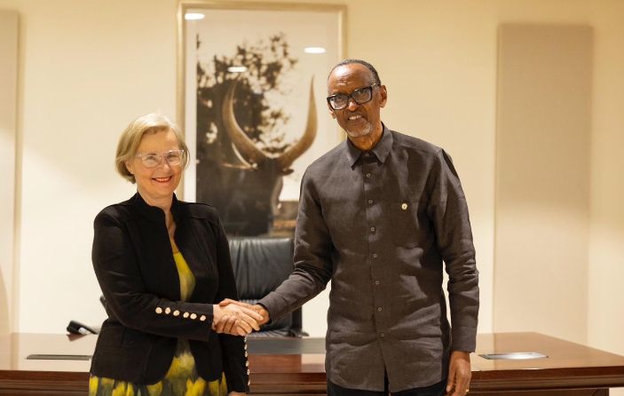 Rwandan President Paul Kagame bid farewell to Portugal's Ambassador, Luisa Maria Machado da Palma Fragoso, who has concluded her mission representing her country in Rwanda.